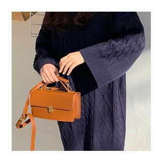 Push-lock Mini Pleather Satchel