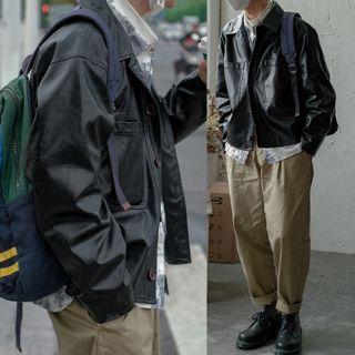 Single Breasted Faux Leather Jacket