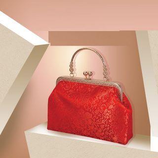 Chinese Wedding Clipframe Handbag Multicolour Flower - Red - One Size