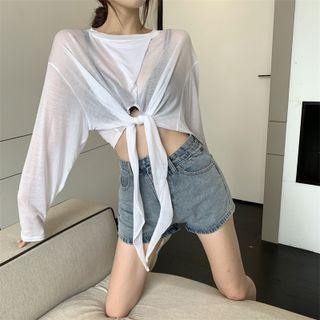 Long-sleeve Hoop Cropped T-shirt