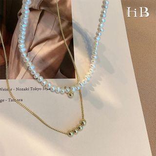 Freshwater Pearl Necklace / Alloy Bead Necklace
