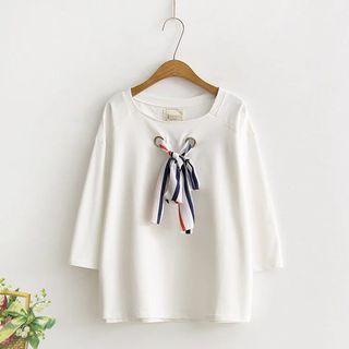 Bow Elbow-sleeve T-shirt