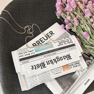 Newspaper Print Crossbody Bag White - One Size