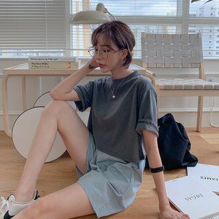 Plain / Stripe Cropped T-shirt