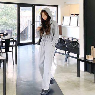 Zipped Fleece-lined Hoodie Jumpsuit
