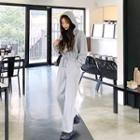 Zipped Fleece-lined Hoodie Jumpsuit
