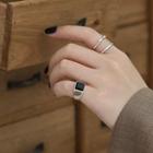Black Agate Ring 1 Piece - Silver - No. 7