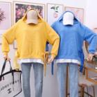 Ribbon-side Mock Two-piece Hoodie
