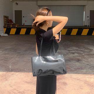 Patch-pocket Patent Tote Bag