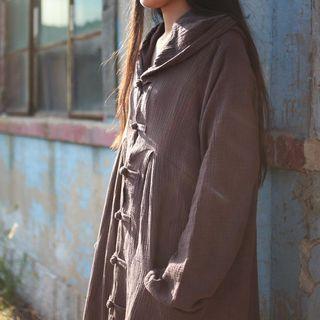 Chinese-button Hooded Long Dress