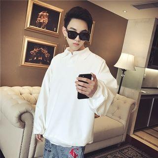 Long-sleeve Plain Collared Top