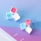 925 Sterling Silver Color Squares Earring