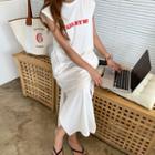 Letter Print Sleeveless Maxi Dress White - One Size