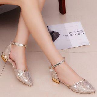 Ankle Strap Glitter Low-heel Sandals
