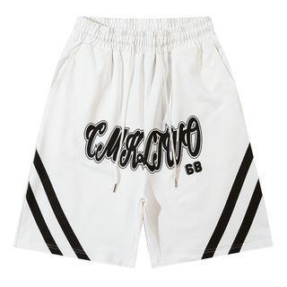 Striped Leettering Wide Leg Shorts
