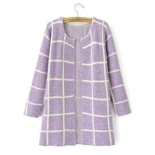 Check Long Cardigan