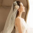 Wedding Floral Veil 1 Pc - White - One Size