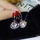 Faux Crystal Dangle Earring 1 Pair - Gold Large Crystal & Small Circle - One Size
