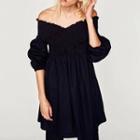 Elbow-sleeve Off-shoulder Collar Sheath Dress