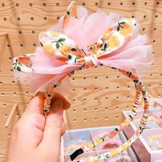 Floral Print Mesh Bow Headband