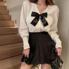 Bow Cardigan / Pleater Skirt
