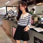 Striped Collared Knit Sweater