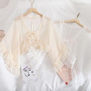 Ruffle Hem Tie-front Chiffon Top