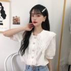 Peter Pan Collar Puff-sleeve Shirt White - One Size