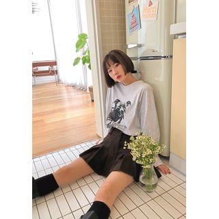 Bulldog Print M Lange T-shirt Melange Gray - One Size