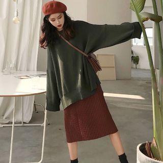 Plain Sweater / Midi Skirt / Set