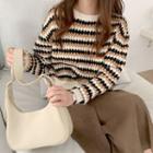 Patterned Cropped Sweater Beige - One Size