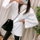 Crewneck Slit-side Plain T-shirt