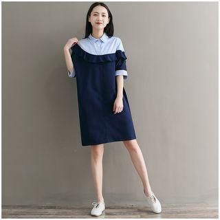 Short-sleeve Panel Shirtdress