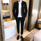 Printed Stand Collar Blazer / Dress Pants