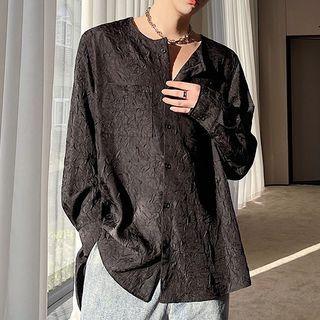 Round Neck Plain Ruched Shirt