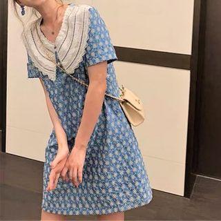Peter Pan Collar Lace Floral A-line Dress