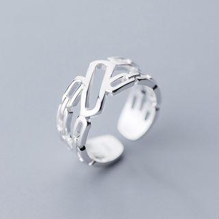925 Sterling Silver Chained Layered Open Ring Ring - One Size