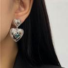 Heart Gemstone Alloy Earring 1 Pair - Silver - One Size