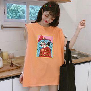 Set: Short-sleeve T-shirt + Printed Sleeveless Top