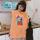 Set: Short-sleeve T-shirt + Printed Sleeveless Top
