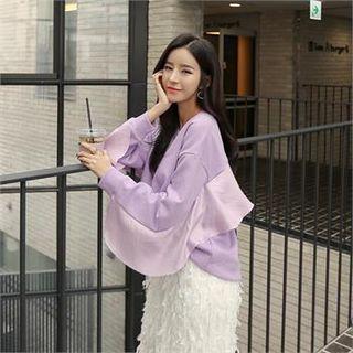 Frilled-detail Cotton Pullover