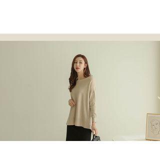Set Of 2: Round-neck Dip-back Knit Top
