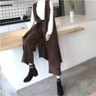 Plain Top / Set: Plain Long Vest + Loose-fit Wide-leg Pants