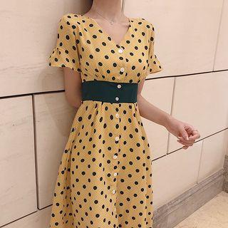 Dotted V-neck Dress