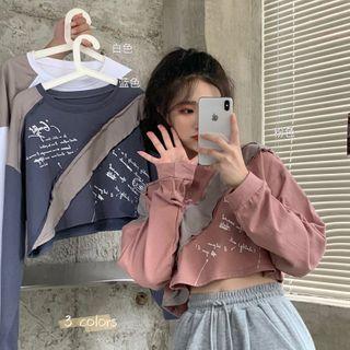 Two-tone Panel Lettering Cropped T-shirt