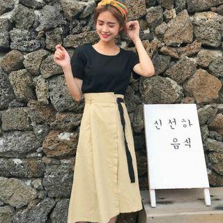 Plain Short-sleeve T-shirt / Plain Tank Top / Color-block Skirt