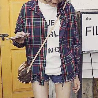 Fringed Plaid Shirt