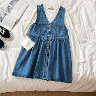 Sleeveless Denim Button-up Midi Dress