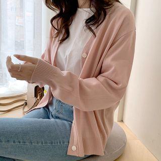 Pastel-color Drop-shoulder Cardigan