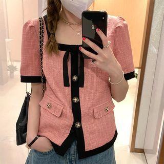 Bow Short-sleeve Cropped Jacket
